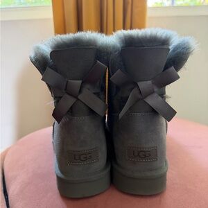 UGG Bailey Bow Gray Shearling Lined Boots